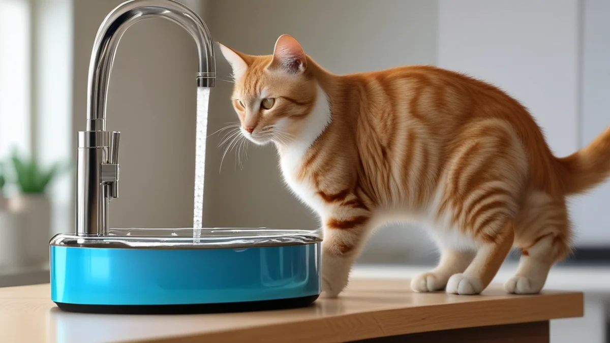 Automatic cat water fountain keeps water flowing for pets